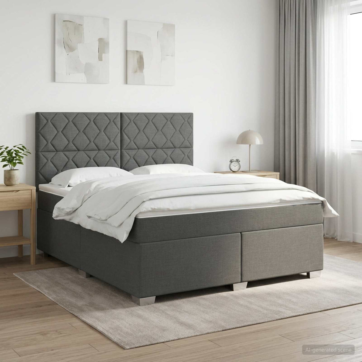 Boxspringbett mit Matratze Dunkelgrau 140 x 190 cm Stoff