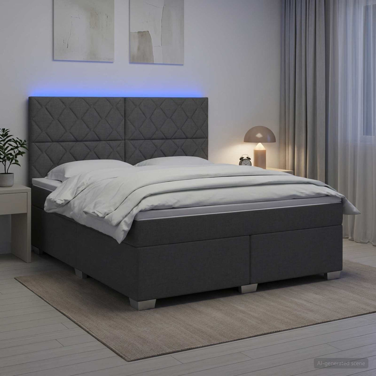 Boxspringbett mit Matratze Dunkelgrau 160 x 200 cm Stoff