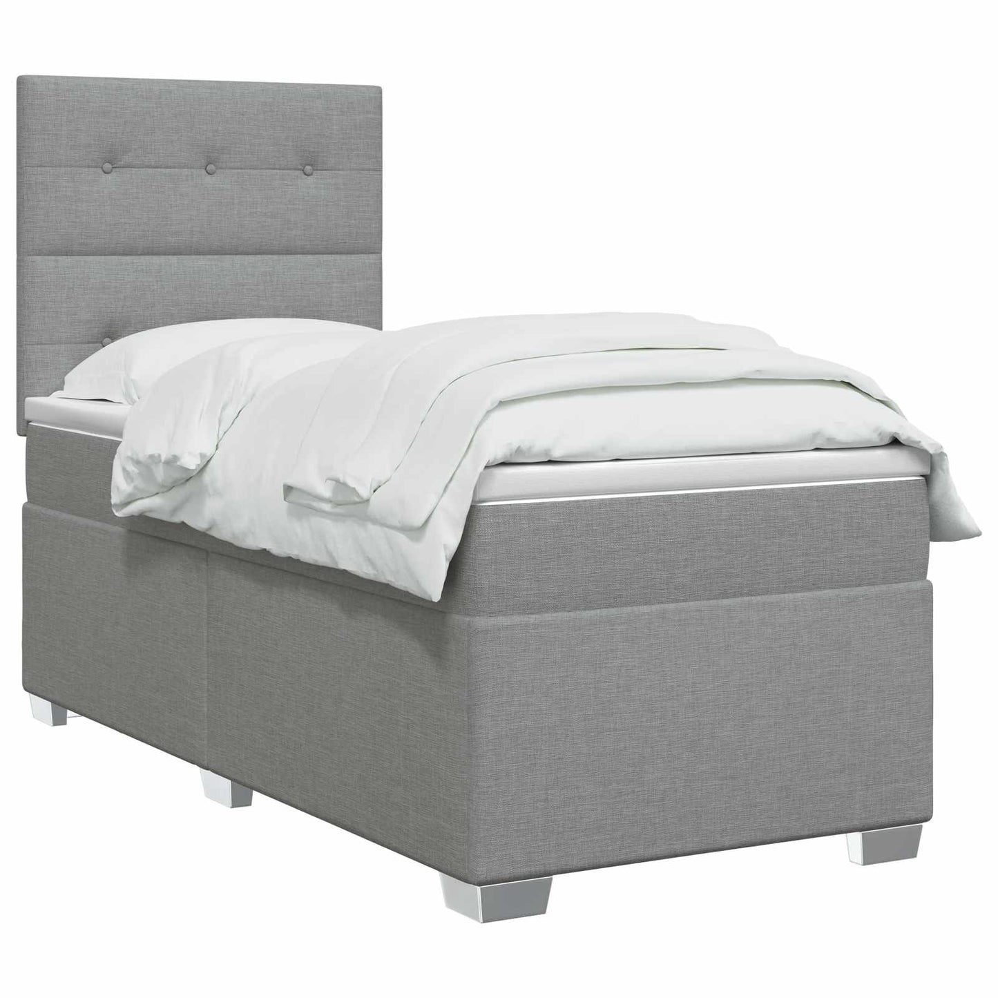 Boxspringbett mit Matratze und LED Hellgrau 90 x 190 cm Stoff