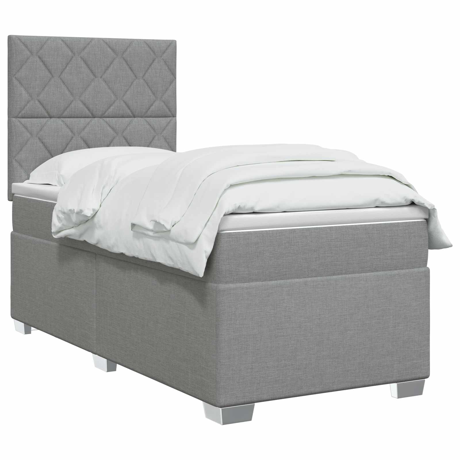 Boxspringbett mit Matratze und LED Hellgrau 90 x 190 cm Stoff