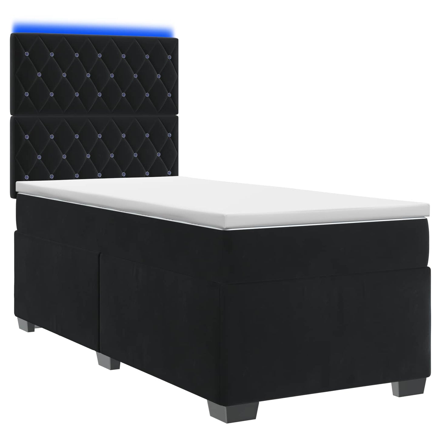 Boxspringbett mit Matratze Schwarz 80 x 200 cm Samt