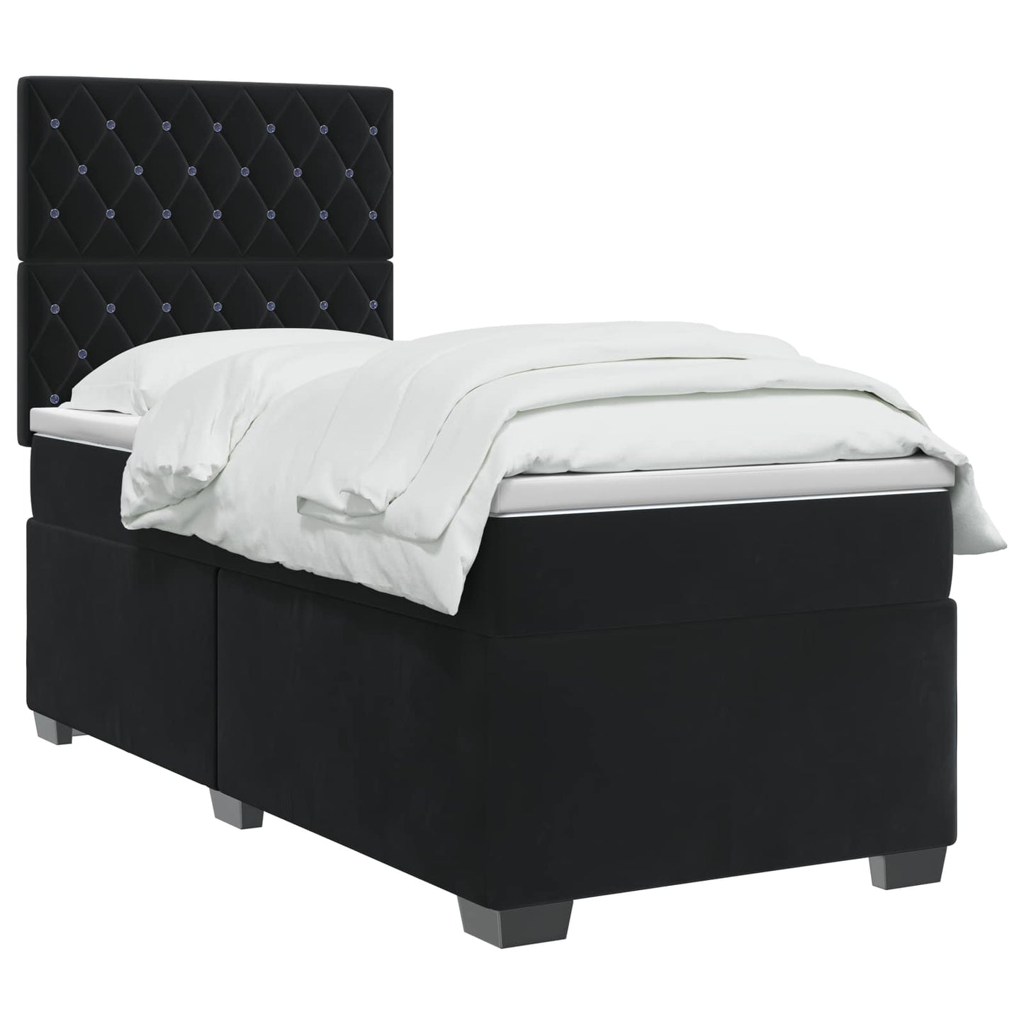 Boxspringbett mit Matratze Schwarz 80 x 200 cm Samt