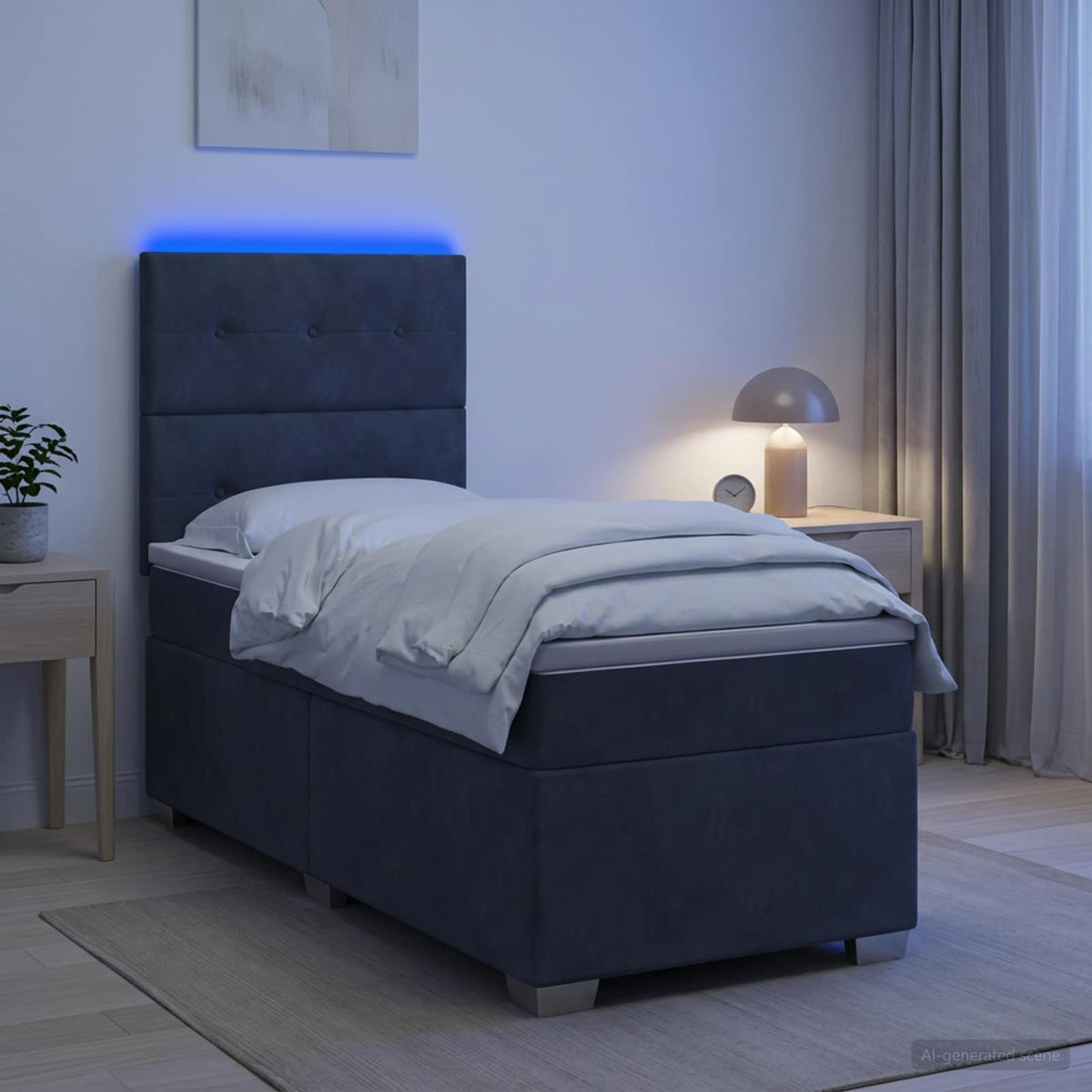 Boxspringbett mit Matratze Dunkelgrau 90 x 200 cm Samt