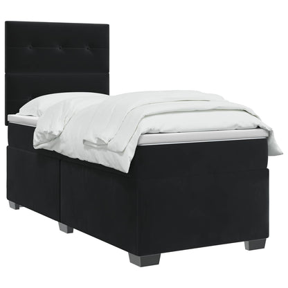 Boxspringbett mit Matratze Schwarz 80 x 200 cm Samt