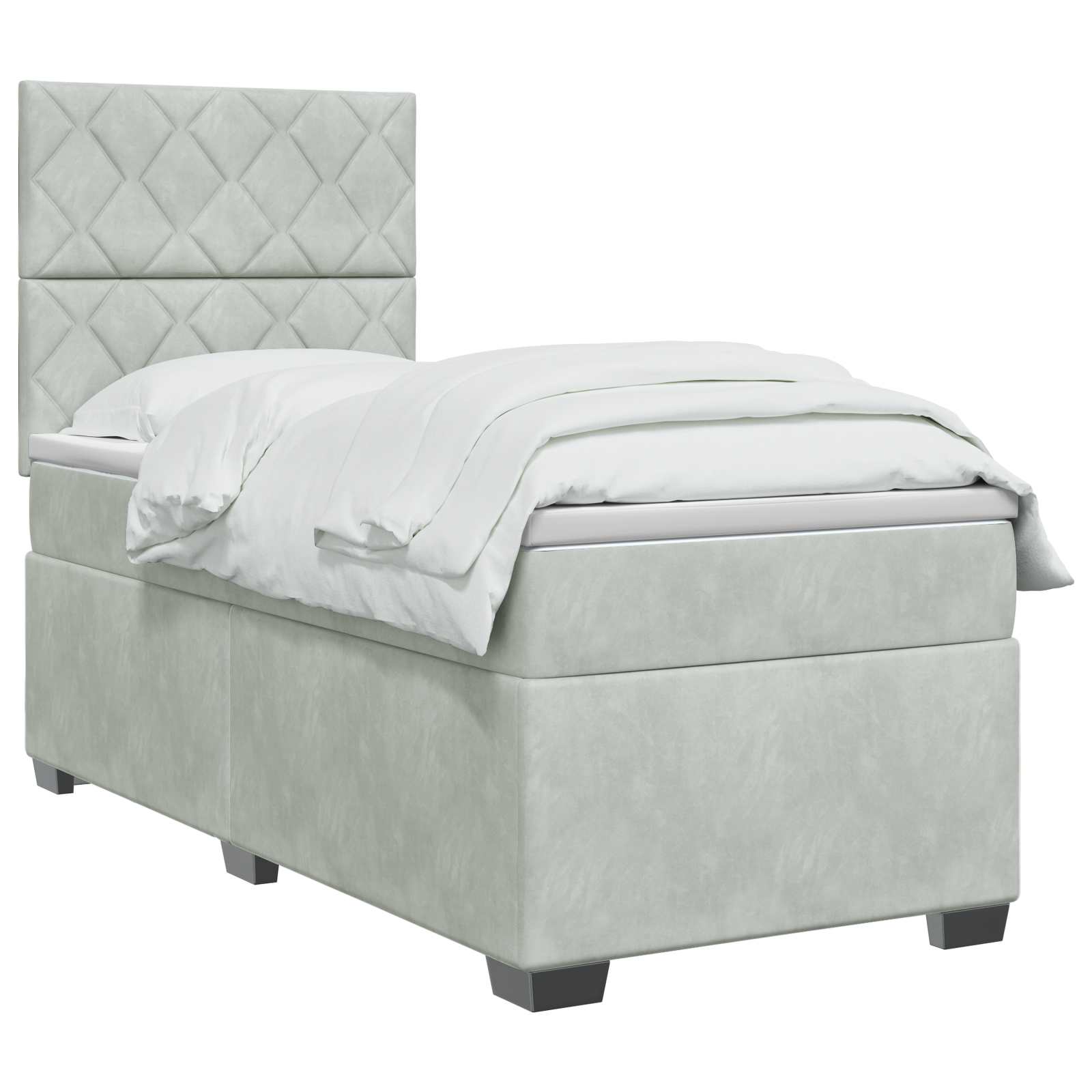 Boxspringbett mit Matratze Hellgrau 80 x 200 cm Samt