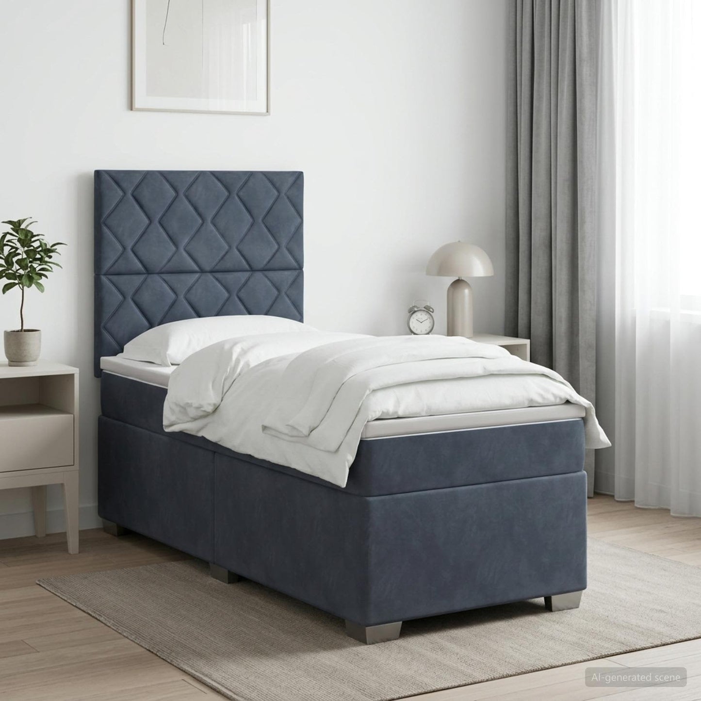Boxspringbett mit Matratze Dunkelgrau 80 x 200 cm Samt