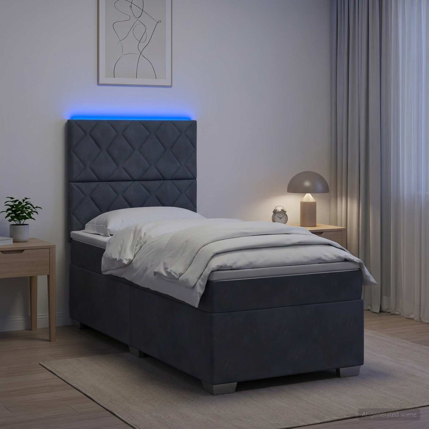 Boxspringbett mit Matratze Dunkelgrau 80 x 200 cm Samt