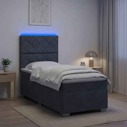 Boxspringbett mit Matratze Dunkelgrau 90 x 200 cm Samt