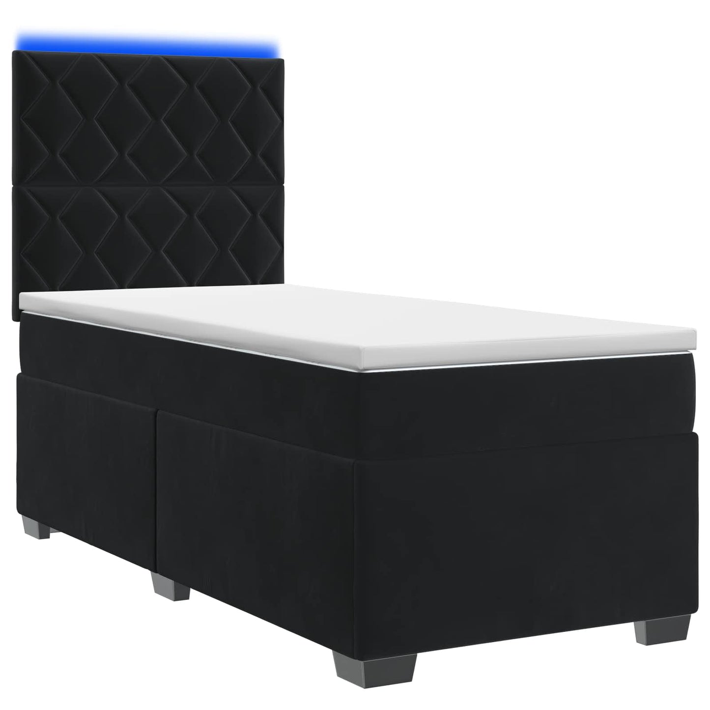 Boxspringbett mit Matratze Schwarz 80 x 200 cm Samt