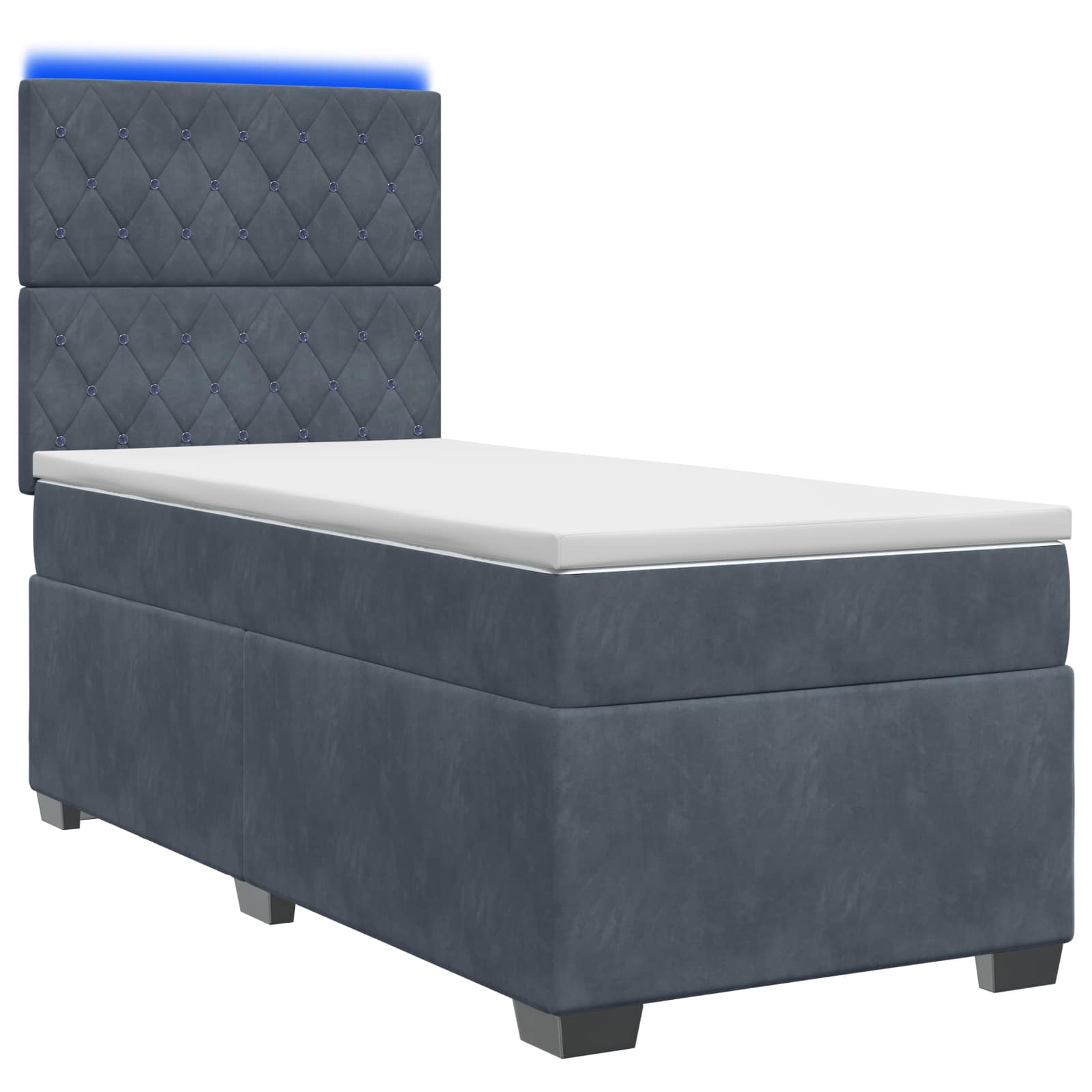 Boxspringbett mit Matratze Dunkelgrau 90 x 190 cm Samt