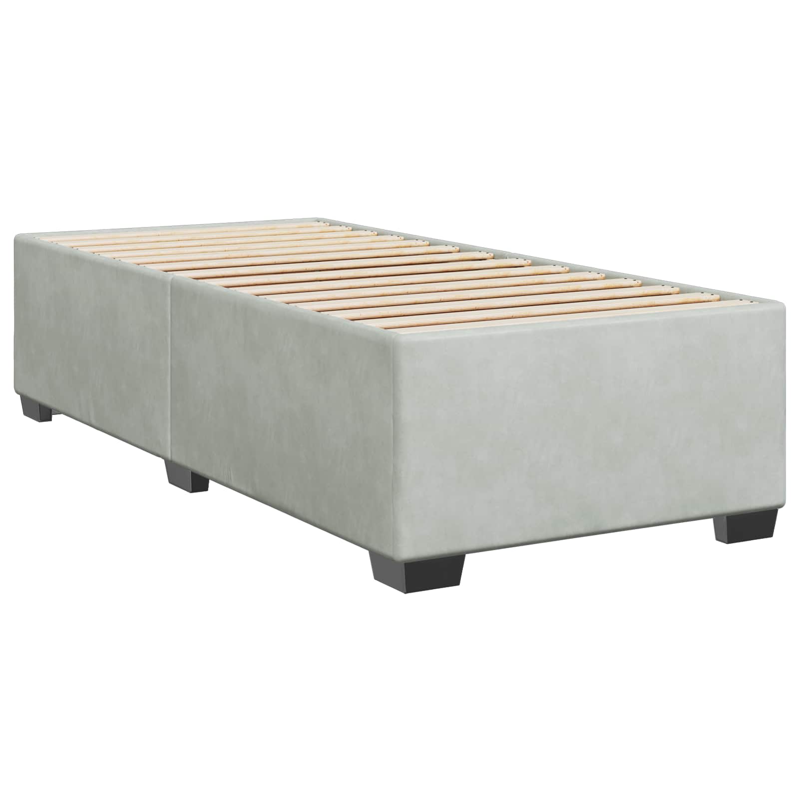 Boxspringbett mit Matratze Hellgrau 90 x 190 cm Samt