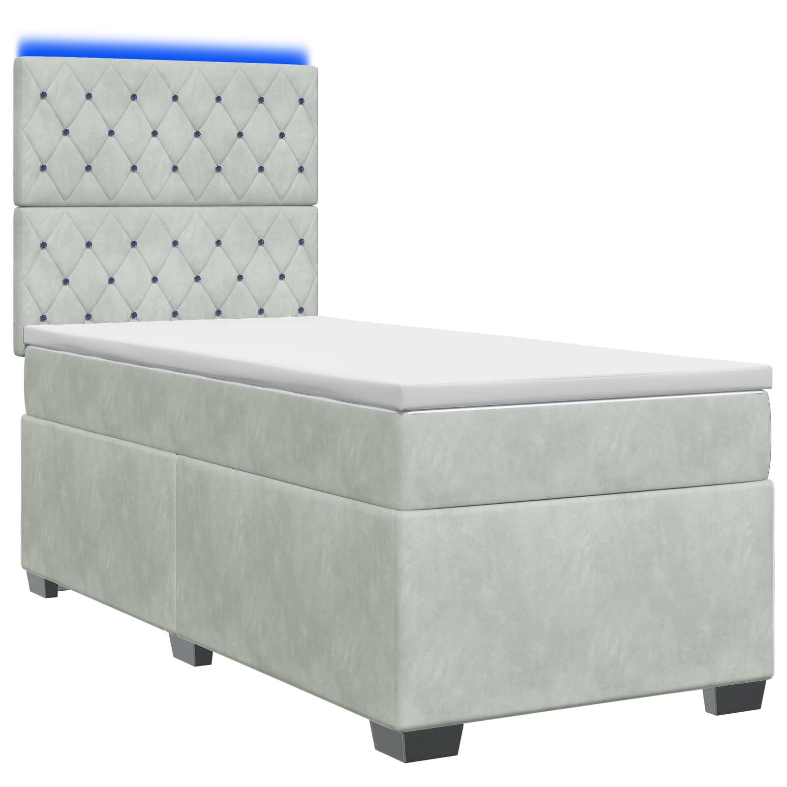 Boxspringbett mit Matratze Hellgrau 90 x 200 cm Samt