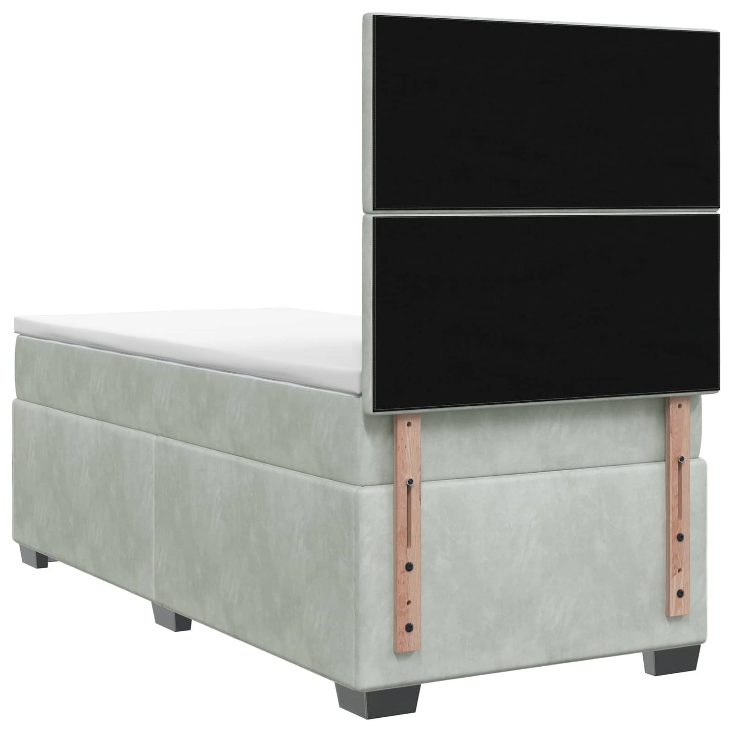 Boxspringbett mit Matratze Hellgrau 90 x 200 cm Samt