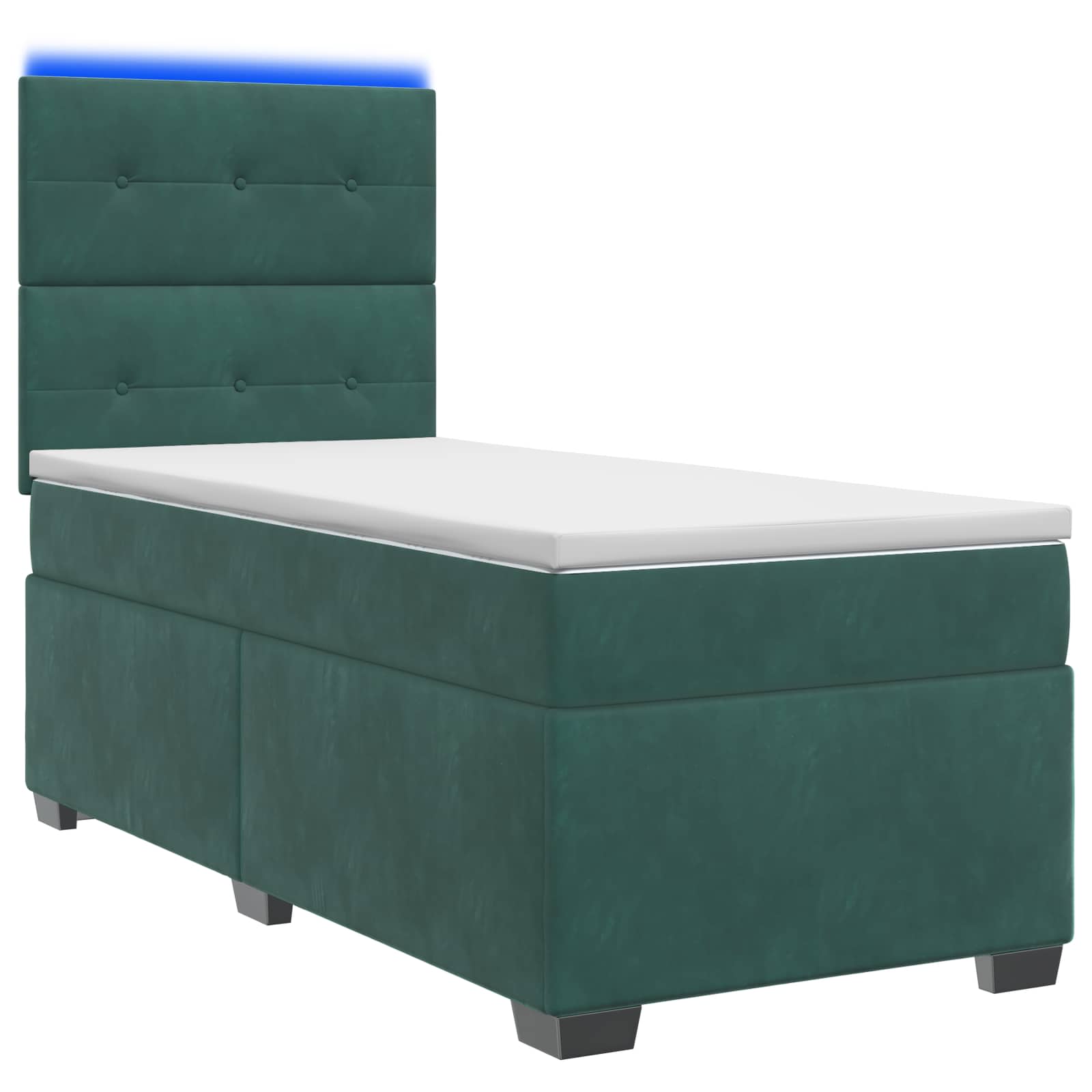 Boxspringbett mit Matratze Dunkelgrün 90 x 200 cm Samt