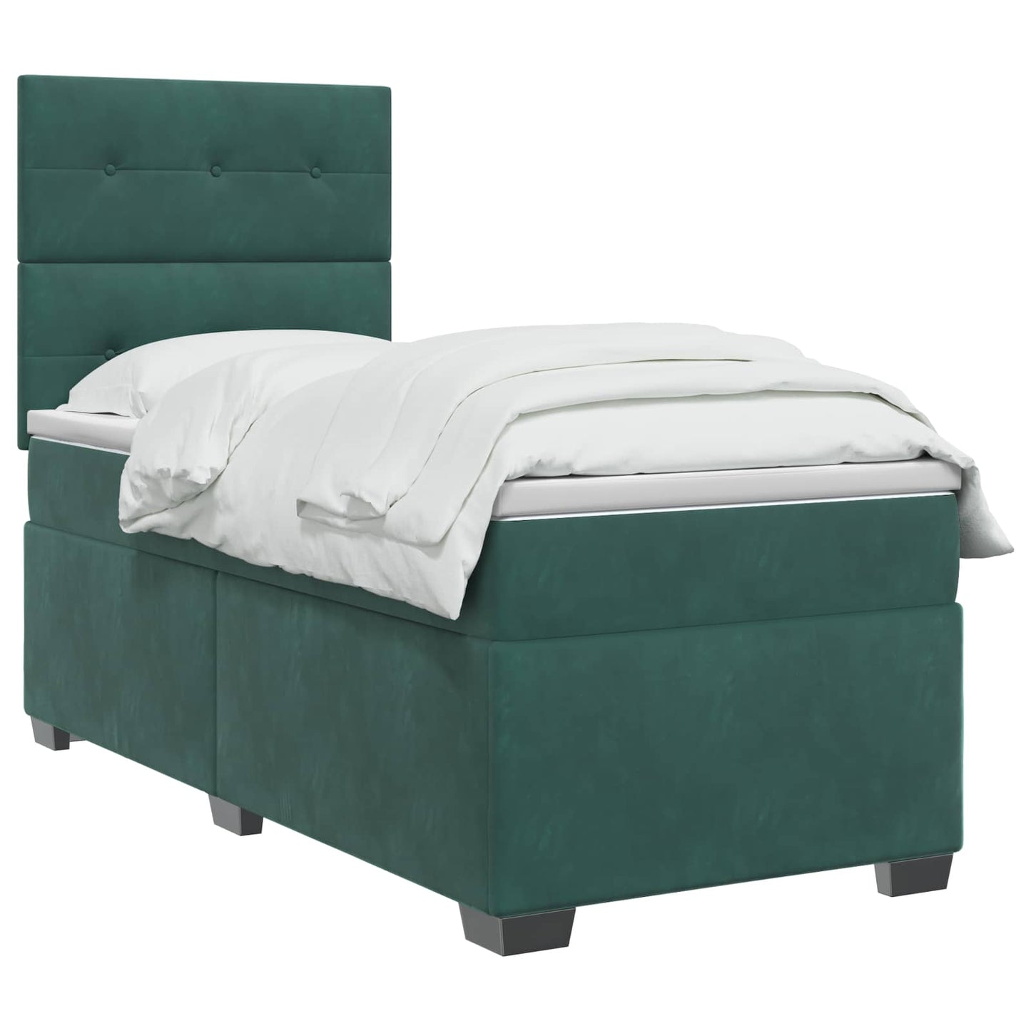 Boxspringbett mit Matratze Dunkelgrün 90 x 200 cm Samt