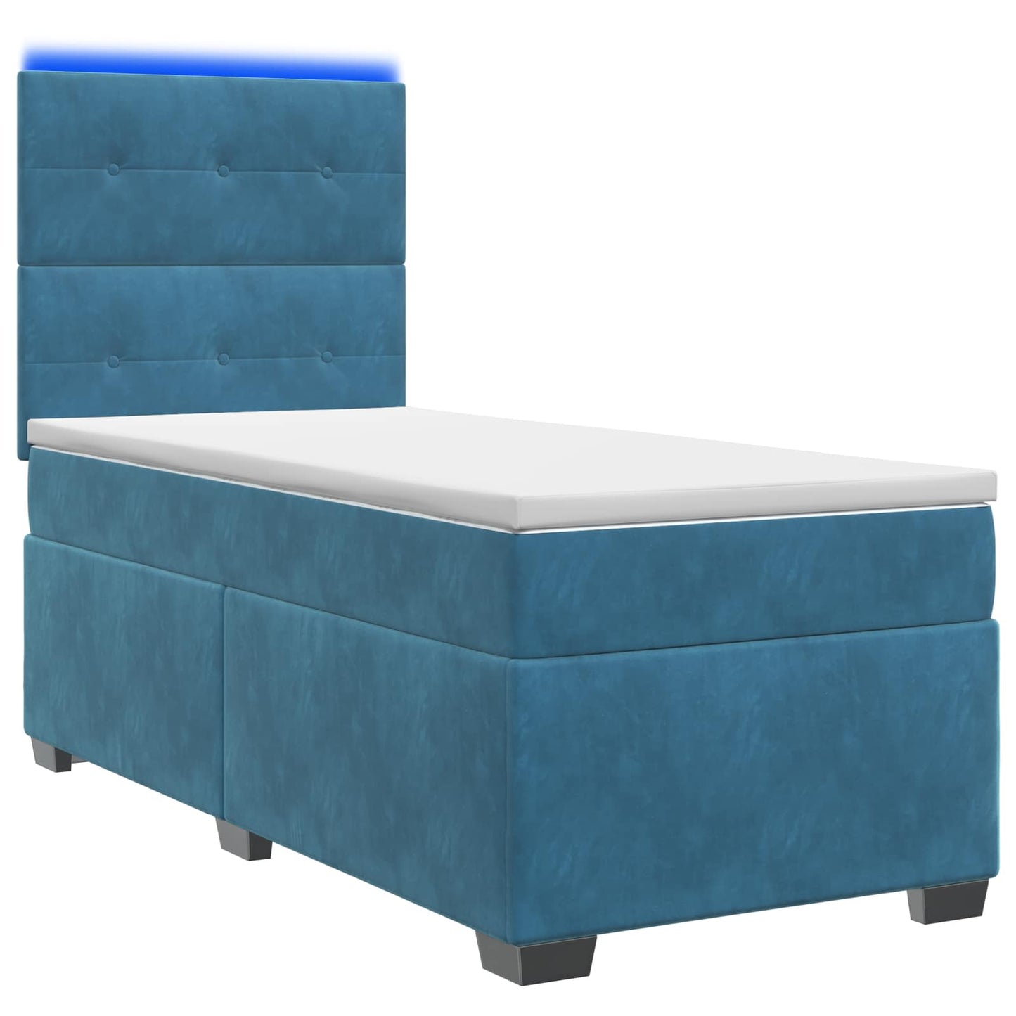 Boxspringbett mit Matratze mit Kopfteil Blau 90 x 200 cm Samt