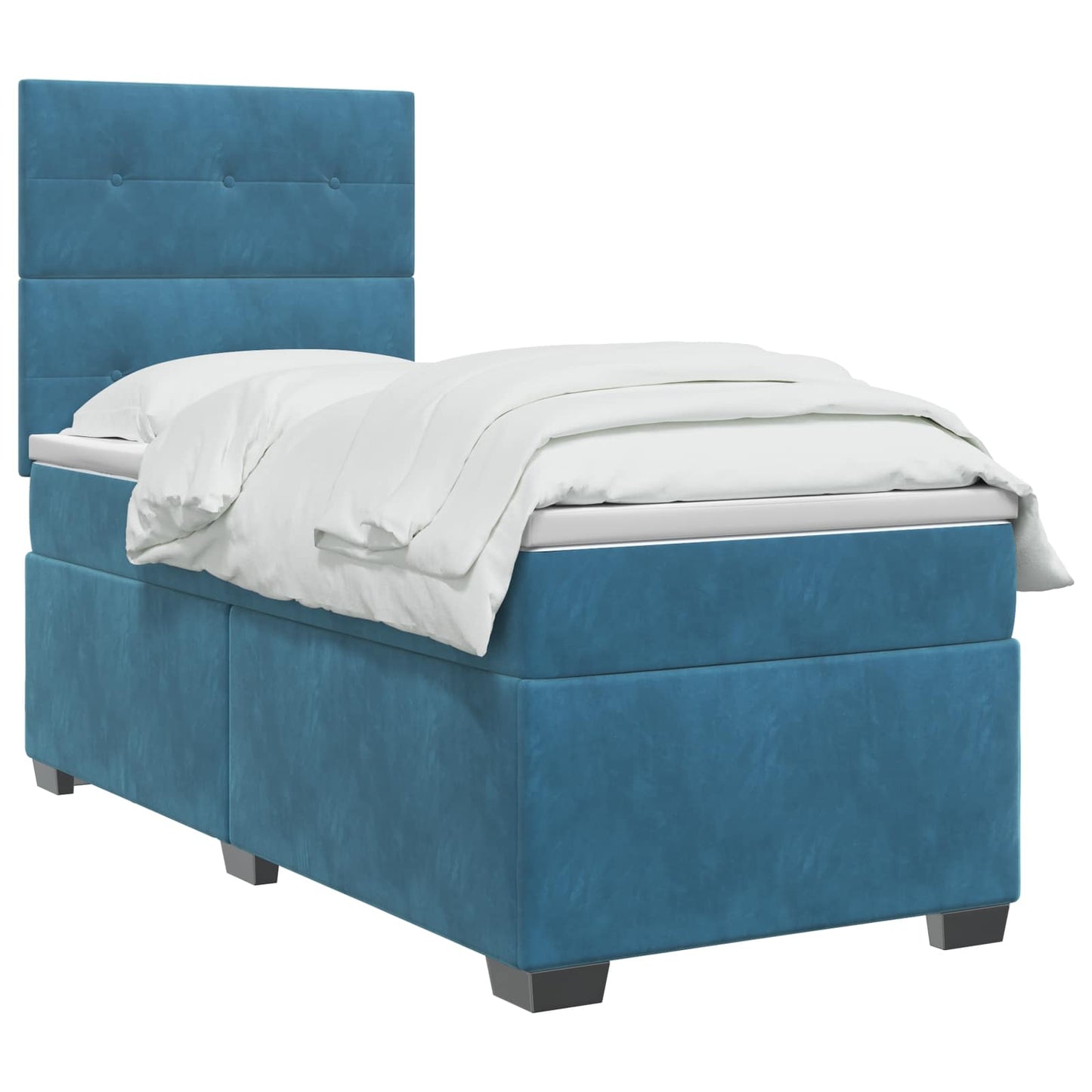 Boxspringbett mit Matratze mit Kopfteil Blau 90 x 200 cm Samt