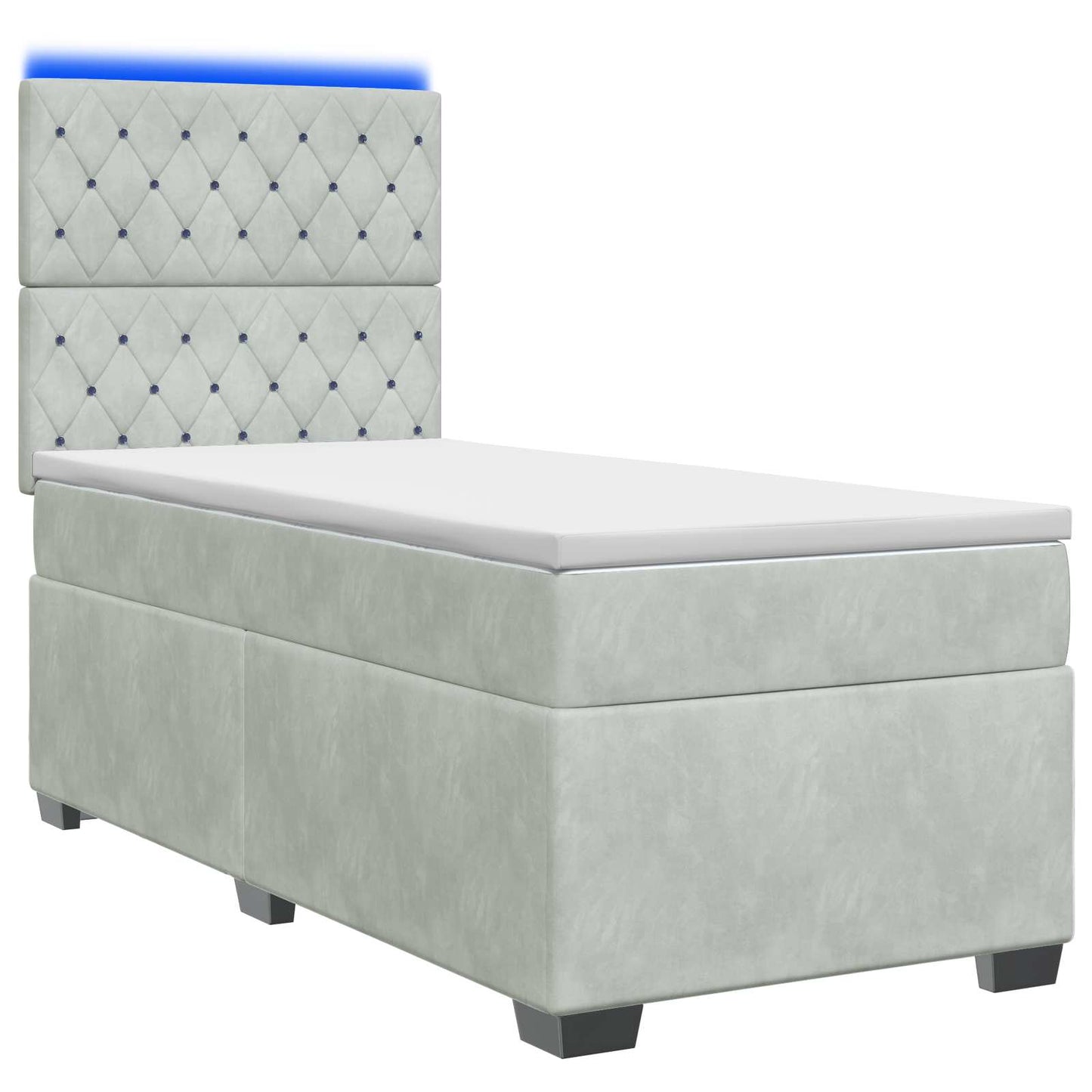 Boxspringbett mit Matratze Hellgrau 100 x 200 cm Samt