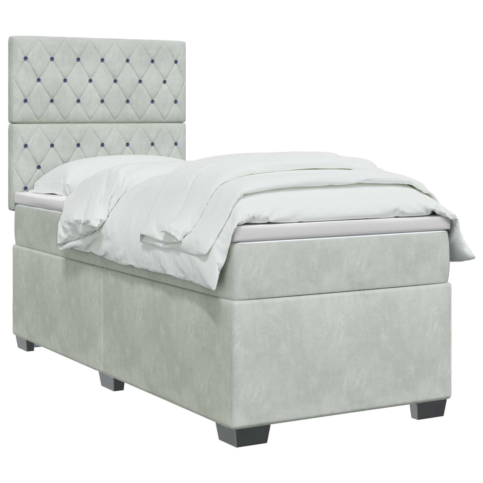 Boxspringbett mit Matratze Hellgrau 100 x 200 cm Samt
