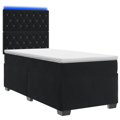 Boxspringbett mit Matratze Schwarz 100 x 200 cm Samt