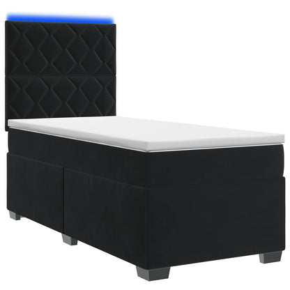 Boxspringbett mit Matratze Schwarz 100 x 200 cm Samt