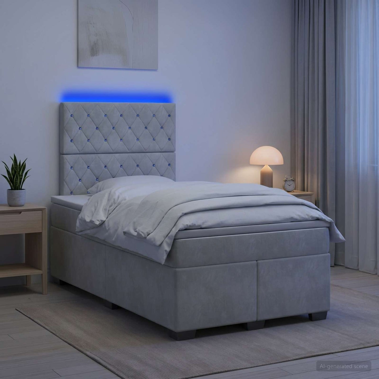 Boxspringbett mit Matratze Hellgrau 120 x 200 cm Samt