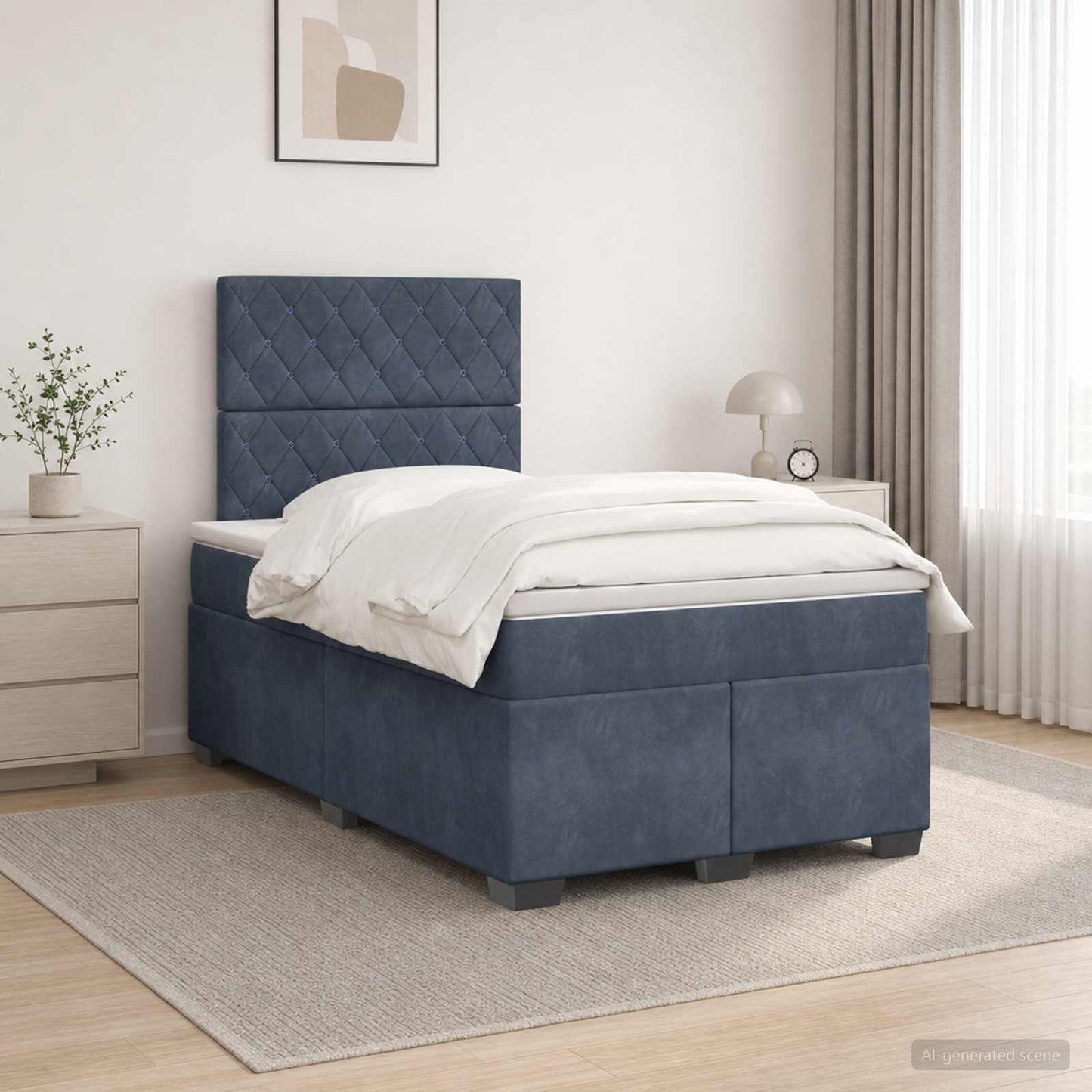 Boxspringbett mit Matratze Dunkelgrau 120 x 190 cm Samt