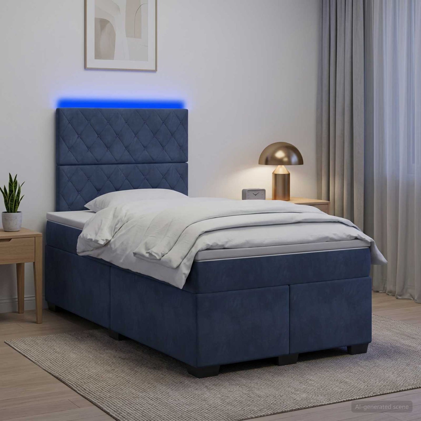 Boxspringbett mit Matratze Dunkelgrau 120 x 190 cm Samt