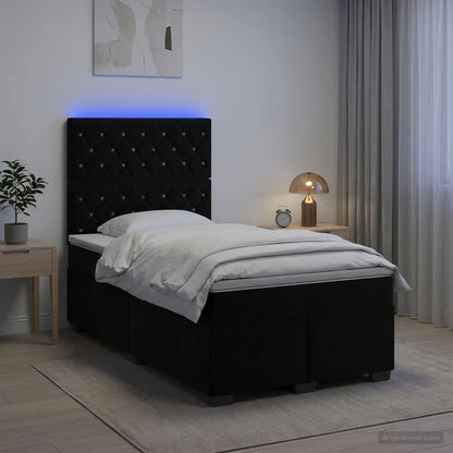 Boxspringbett mit Matratze Schwarz 120 x 190 cm Samt