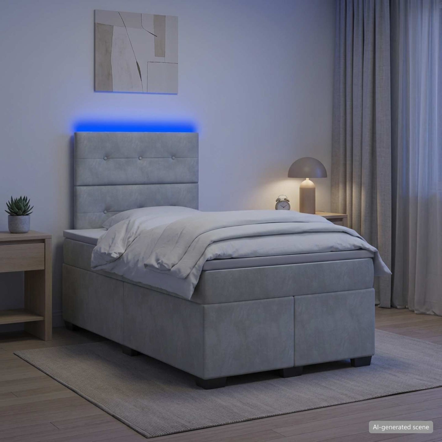 Boxspringbett mit Matratze Hellgrau 120 x 200 cm Samt