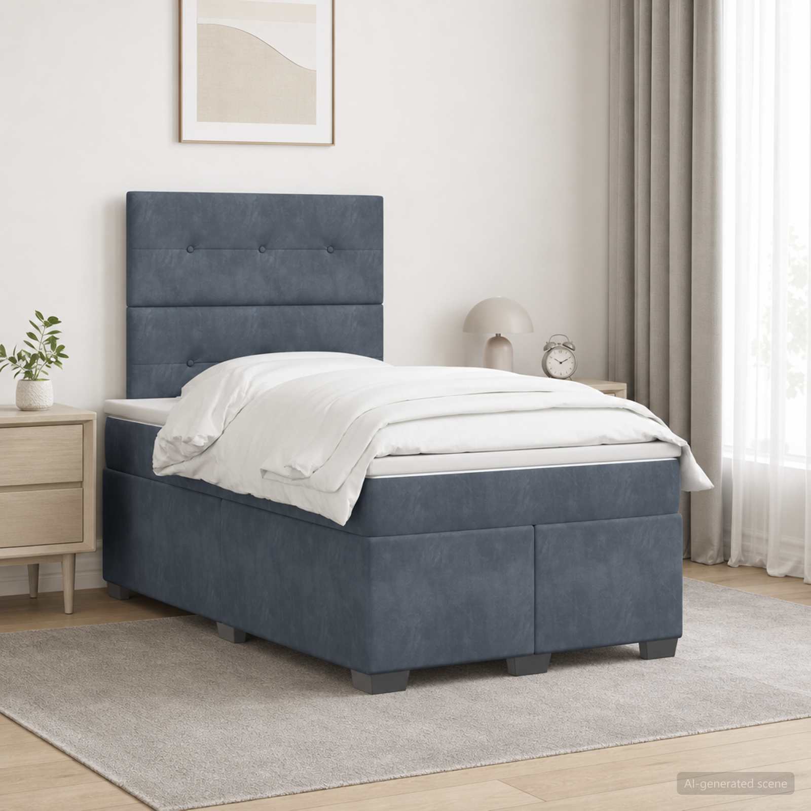 Boxspringbett mit Matratze Dunkelgrau 120 x 190 cm Samt
