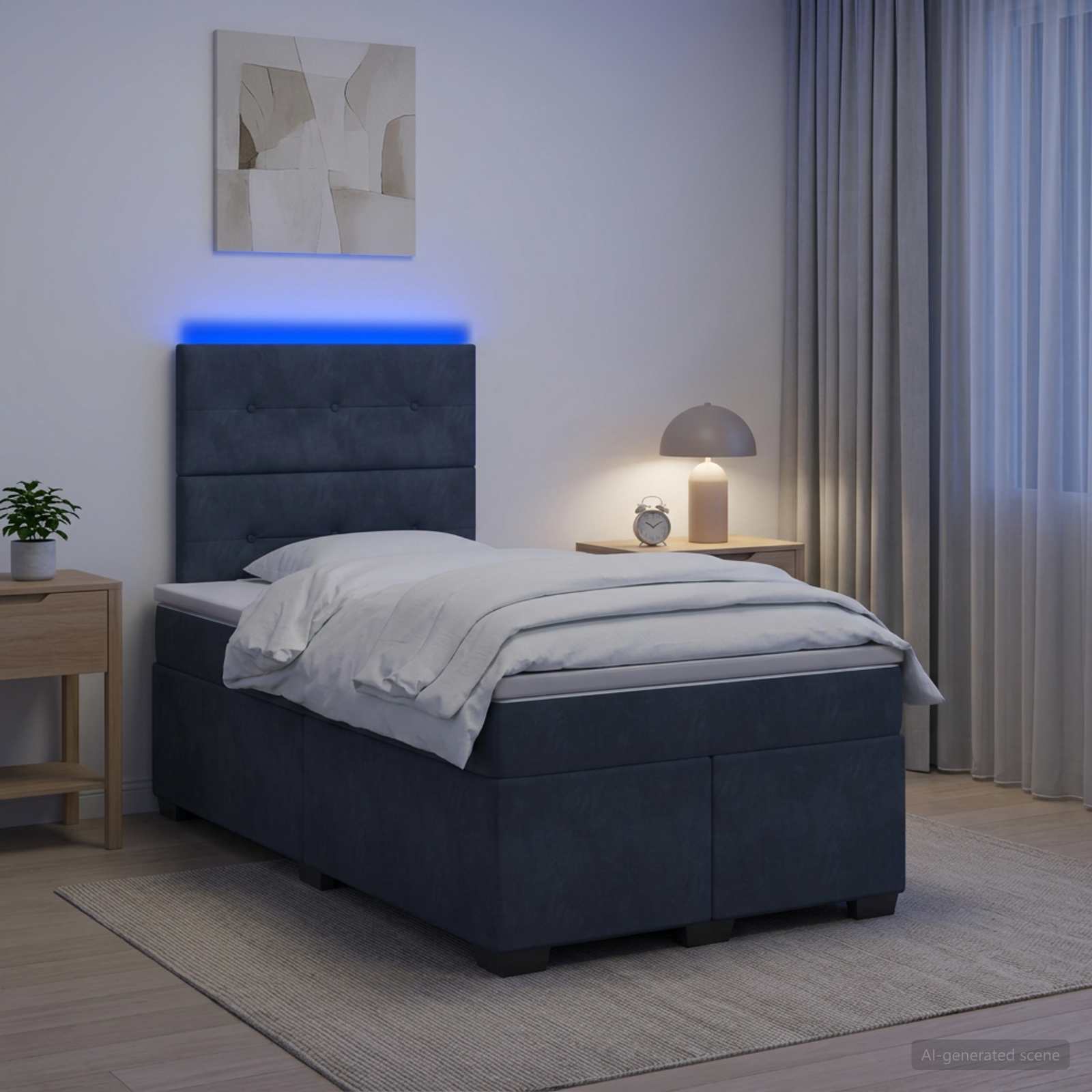 Boxspringbett mit Matratze Dunkelgrau 120 x 200 cm Samt