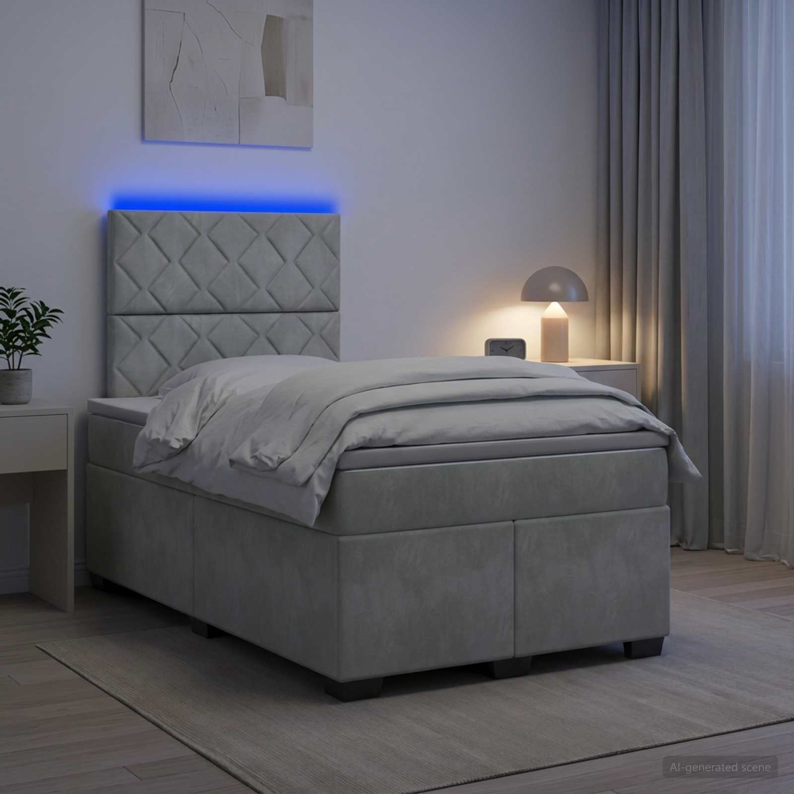 Boxspringbett mit Matratze Hellgrau 120 x 200 cm Samt