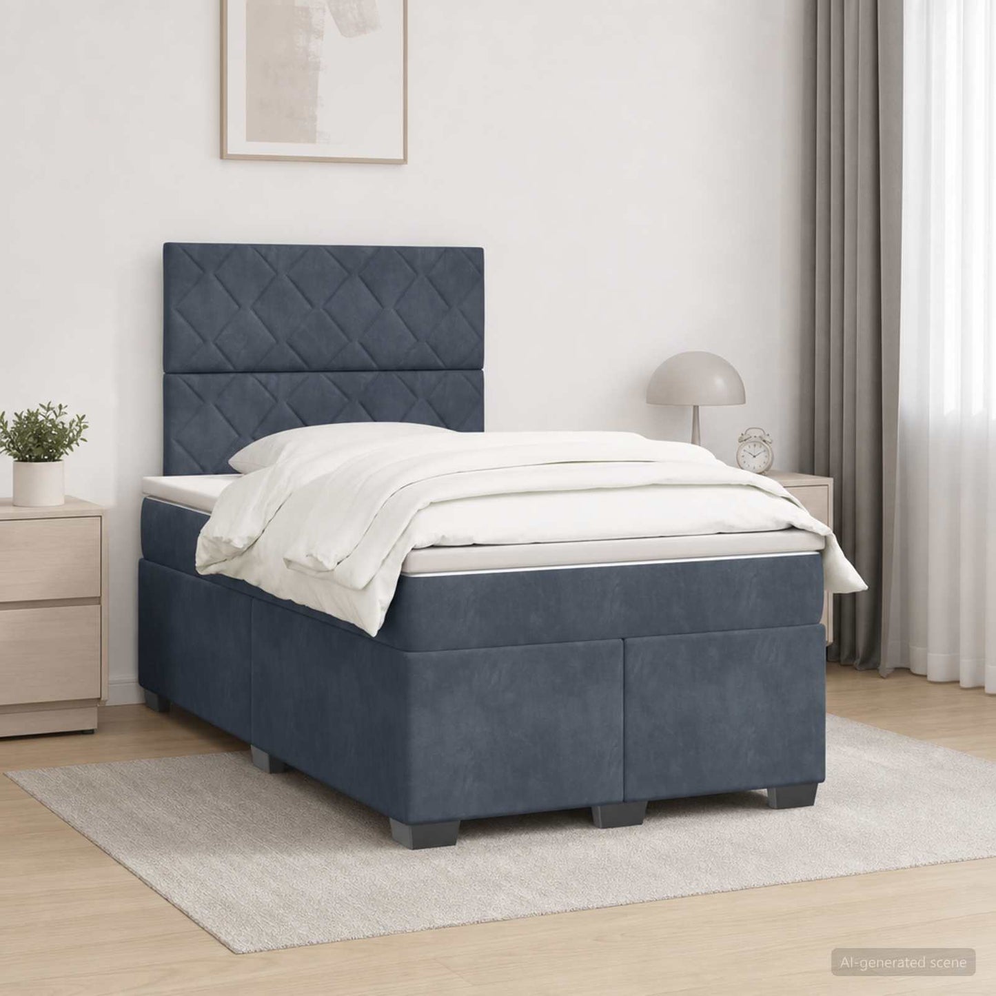 Boxspringbett mit Matratze Dunkelgrau 120 x 200 cm Samt
