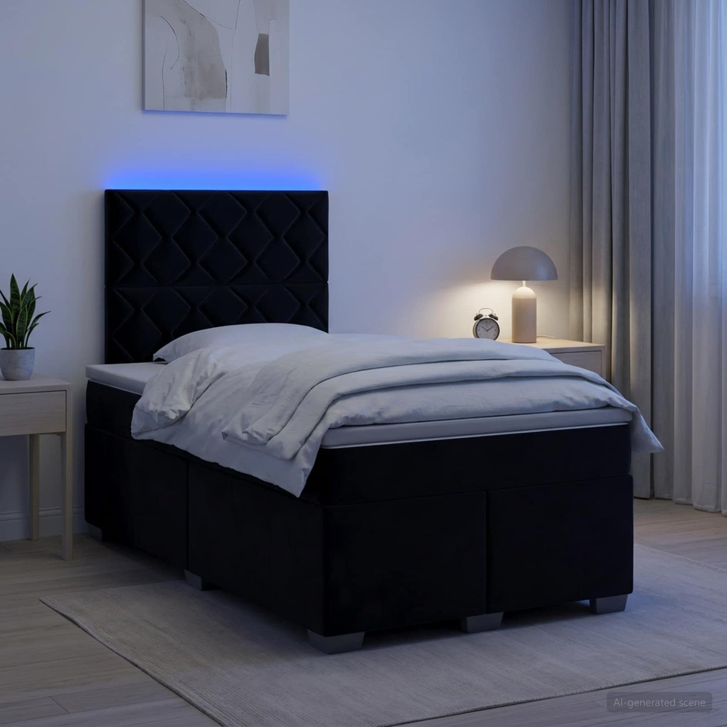 Boxspringbett mit Matratze Schwarz 120 x 190 cm Samt