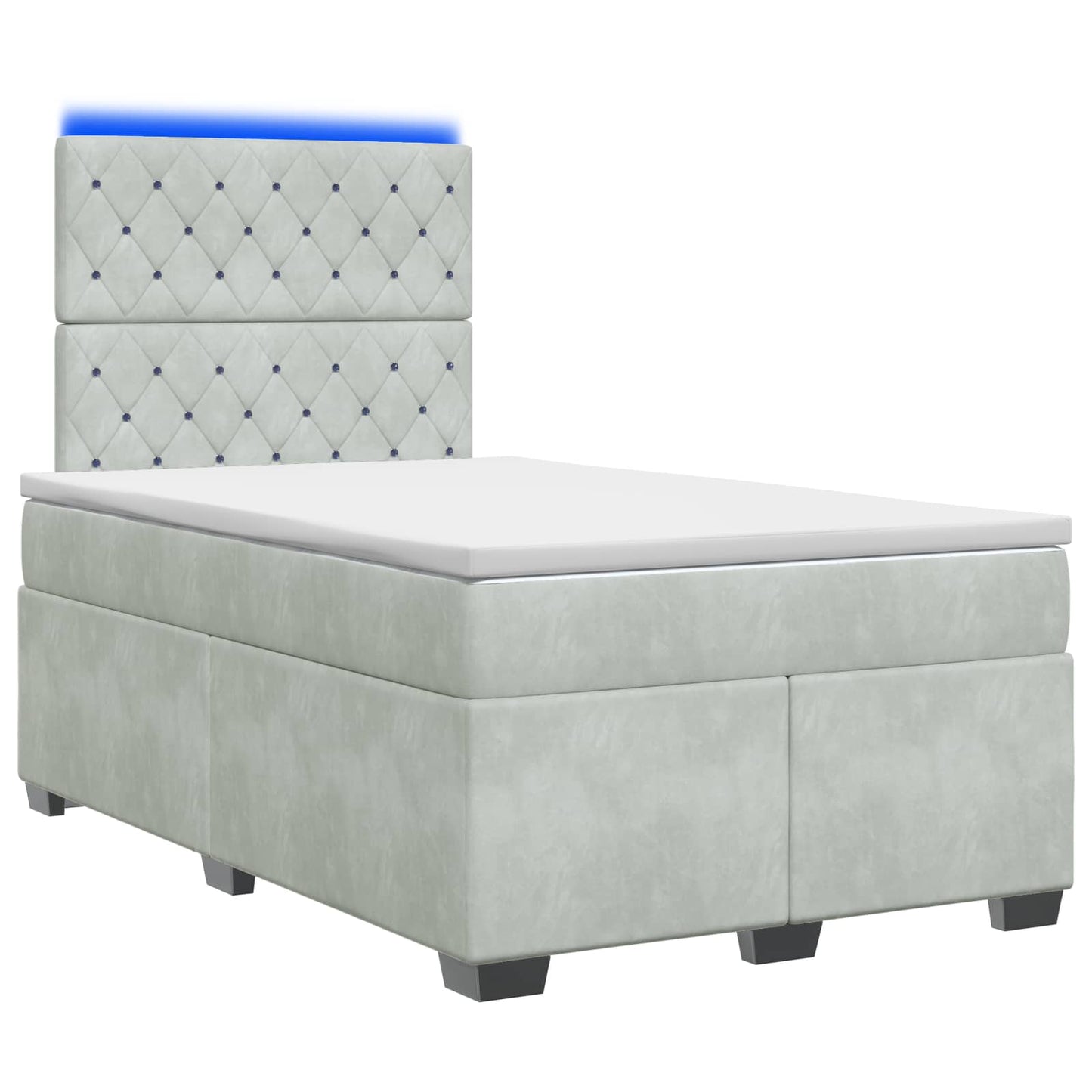 Boxspringbett mit Matratze Hellgrau 120 x 200 cm Samt