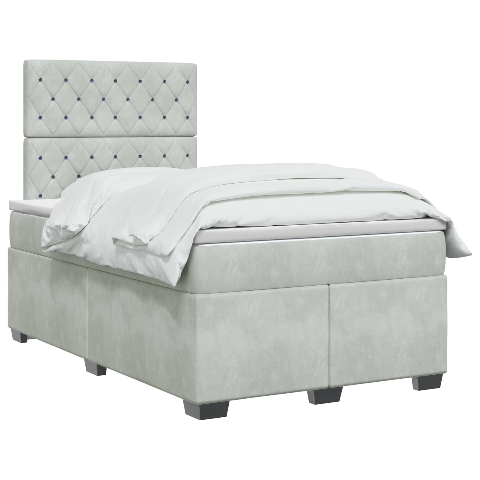 Boxspringbett mit Matratze Hellgrau 120 x 200 cm Samt