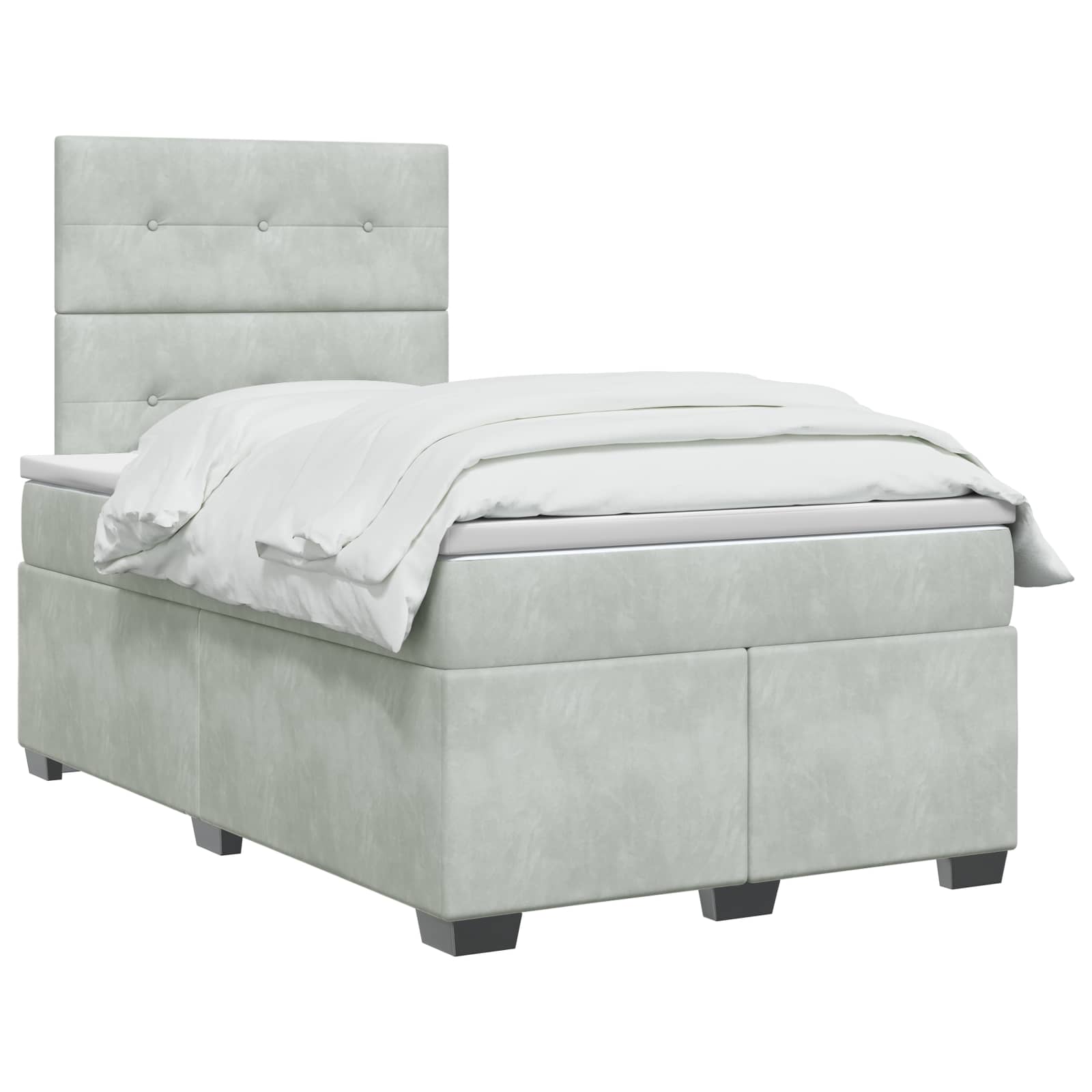Boxspringbett mit Matratze Hellgrau 120 x 200 cm Samt