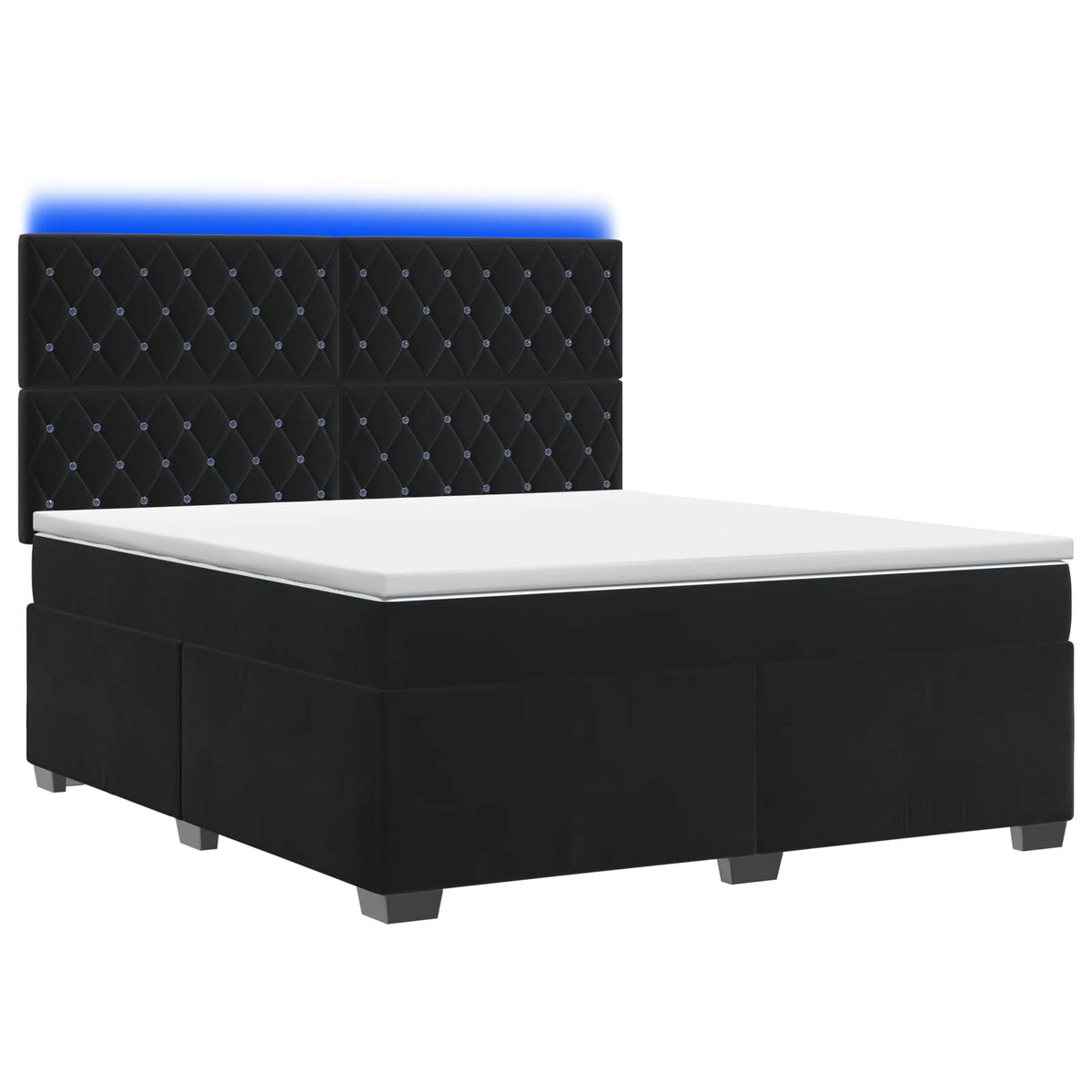 Boxspringbett mit Matratze Schwarz 140 x 190 cm Samt