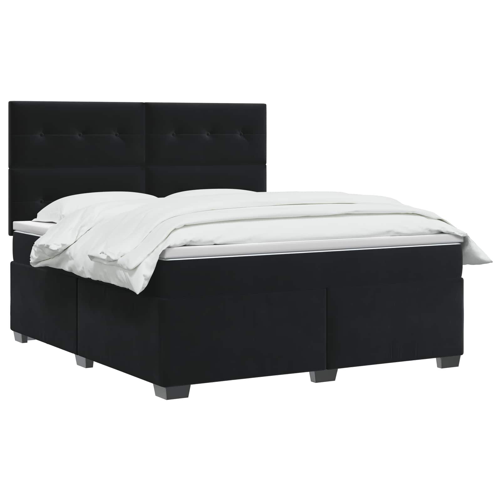 Boxspringbett mit Matratze Schwarz 140 x 190 cm Samt