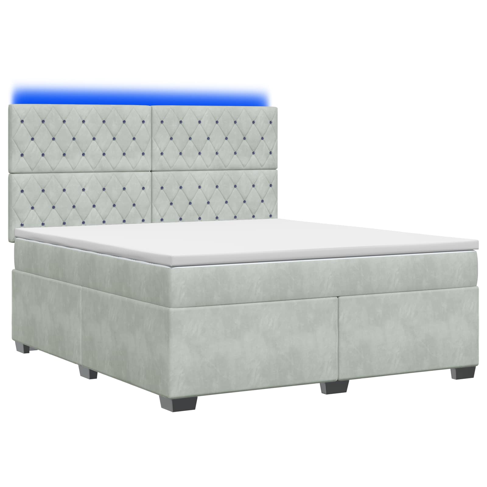 Boxspringbett mit Matratze Hellgrau 140 x 200 cm Samt