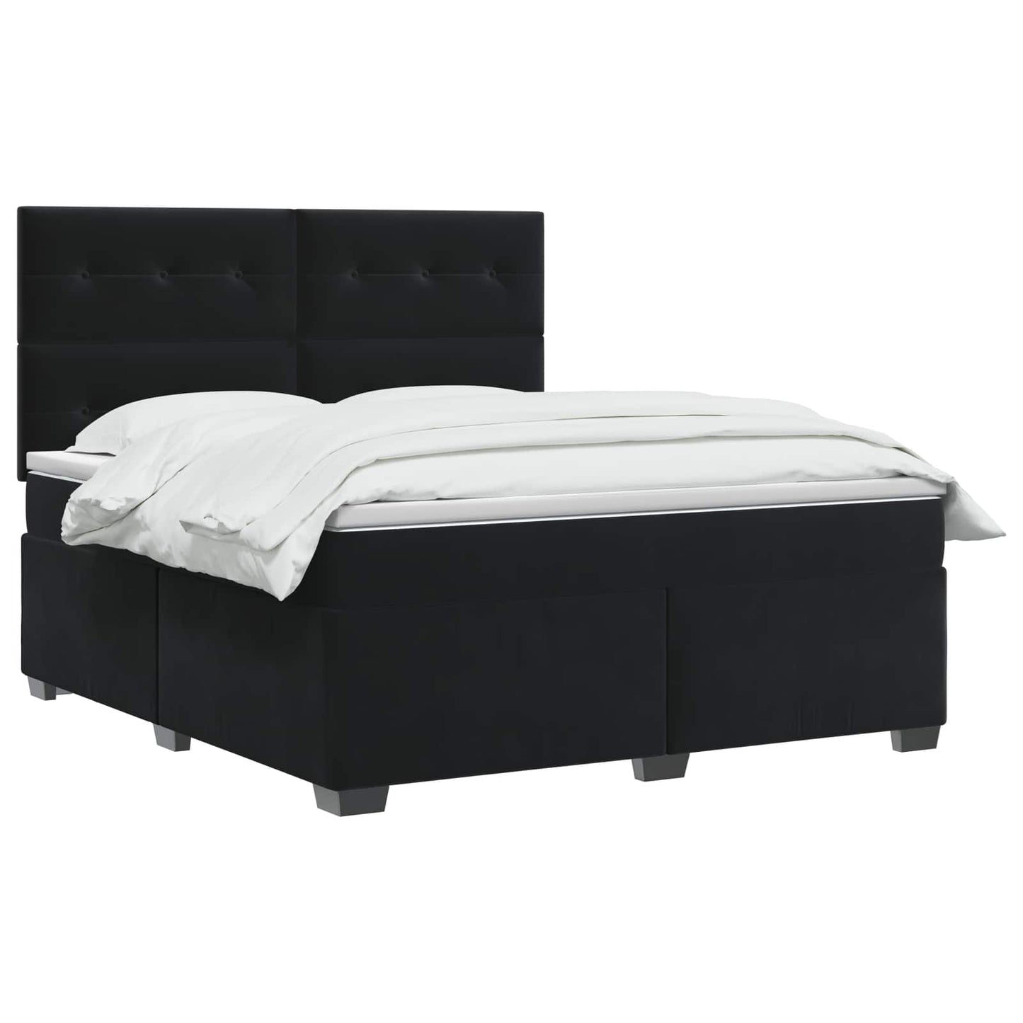 Boxspringbett mit Matratze Schwarz 140 x 200 cm Samt