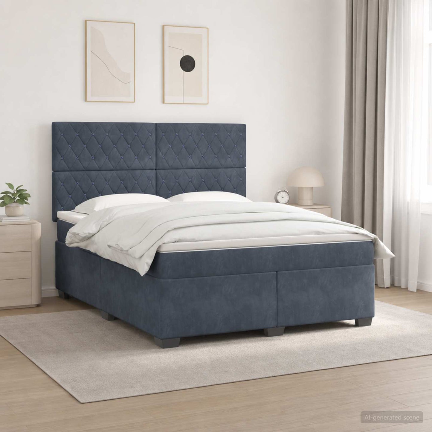 Boxspringbett mit Matratze Dunkelgrau 140 x 190 cm Samt