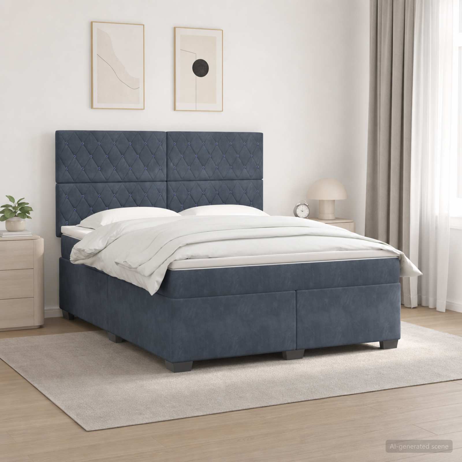 Boxspringbett mit Matratze Dunkelgrau 140 x 190 cm Samt
