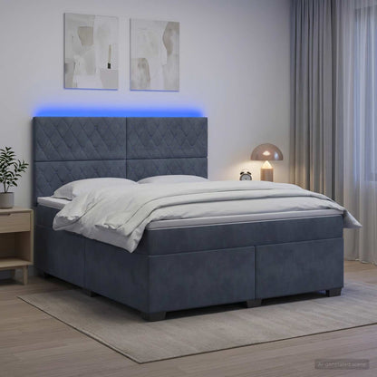 Boxspringbett mit Matratze Dunkelgrau 140 x 190 cm Samt