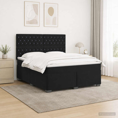Boxspringbett mit Matratze Schwarz 140 x 190 cm Samt