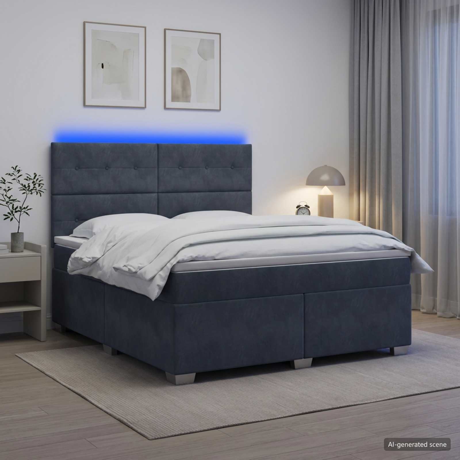Boxspringbett mit Matratze Dunkelgrau 140 x 200 cm Samt
