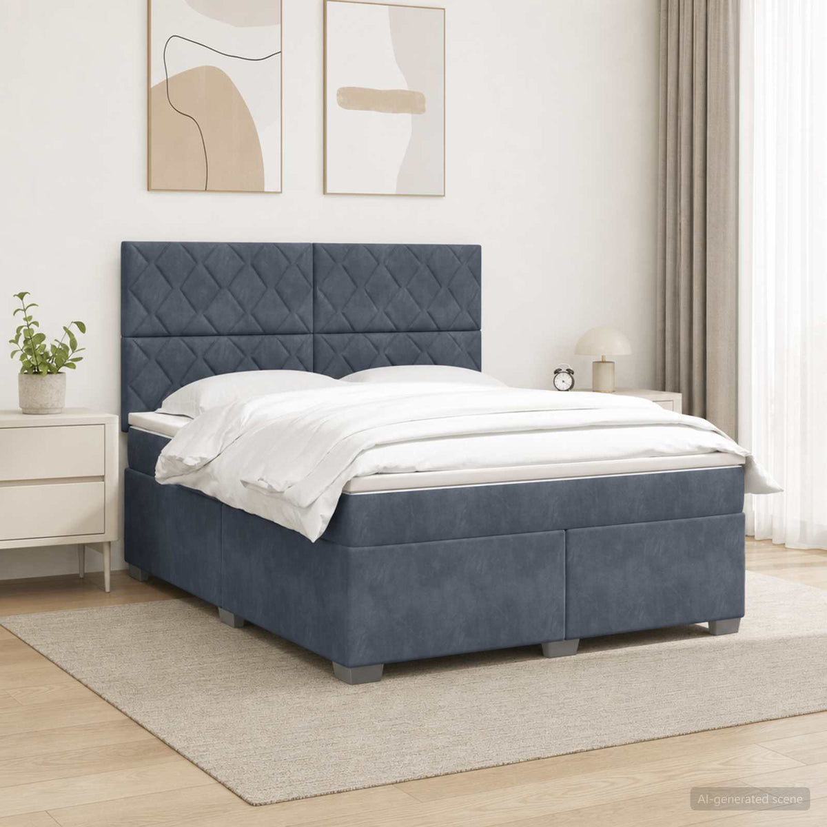 Boxspringbett mit Matratze Dunkelgrau 140 x 190 cm Samt