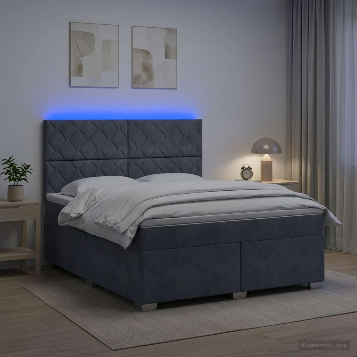 Boxspringbett mit Matratze Dunkelgrau 140 x 190 cm Samt