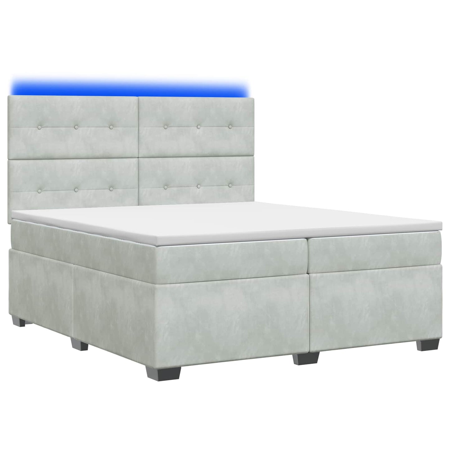 Boxspringbett mit Matratze Hellgrau 200 x 200 cm Samt